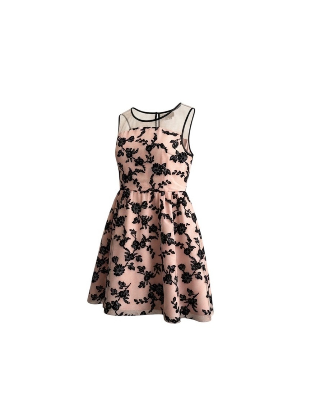 Girls' Pink and Black Floral Embroidered Dress Size 16